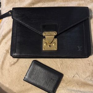 Louis Vuitton Black and Gold epi cardholder and Clutch Set